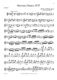 Nr.7 Skočná: Für Klaviertrio – Violinstimme by Antonín Dvořák