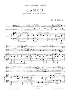 Canon für Klaviertrio: Vollpartitur by Théodore Dubois