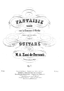 Fantasie und Variationen über 'Assisa a pie d'un salice' aus 'Otello' von Rossini, Op.7: Für Gitarre by Marco Aurelio Zani de Ferranti