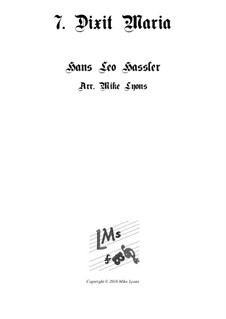 Cantiones Sacrae: No.07 Dixit Maria ad Angelum, for brass quartet by Hans Leo Hassler