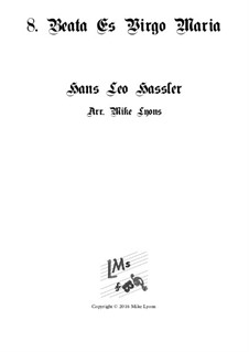 Cantiones Sacrae: No.08 Beata Es Virgo Maria, for brass quartet by Hans Leo Hassler