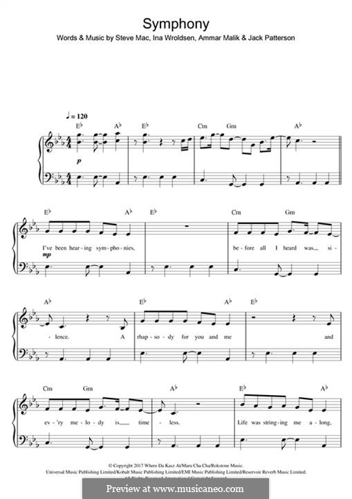 Symphony (Clean Bandit): Für Klavier by Ammar Malik, Ina Wroldsen, Steve Mac, Jack Patterson