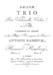 Grosses Streichtrio in F-Dur, Op.8: Violinstimme by Bernhard Romberg