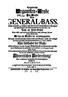 Exemplarische Organisten-Probe: Exemplarische Organisten-Probe by Johann Mattheson