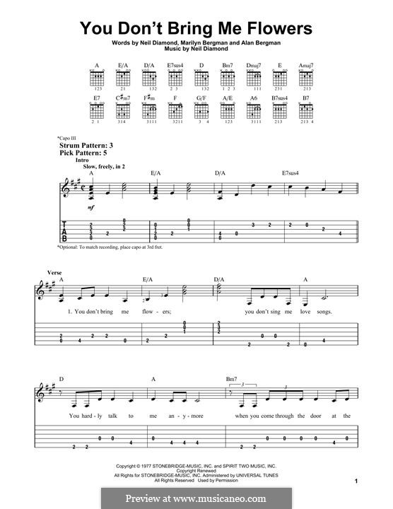 You Don't Bring Me Flowers: Für Gitarre by Neil Diamond