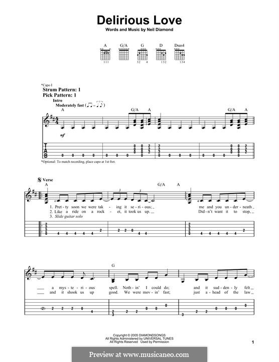 Delirious Love: Für Gitarre by Neil Diamond