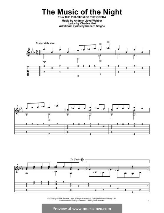 The Music of the Night, instrumental version: Für Gitarre mit Tabulatur by Andrew Lloyd Webber