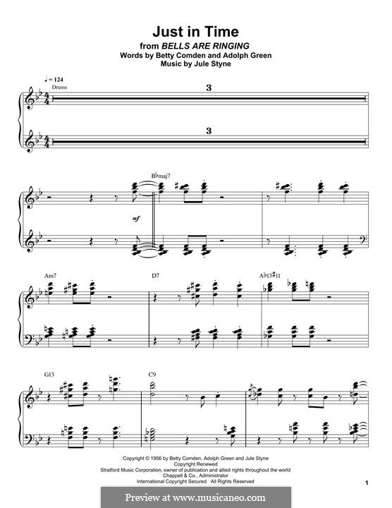 Just in Time (Frank Sinatra): Für Klavier by Jule Styne