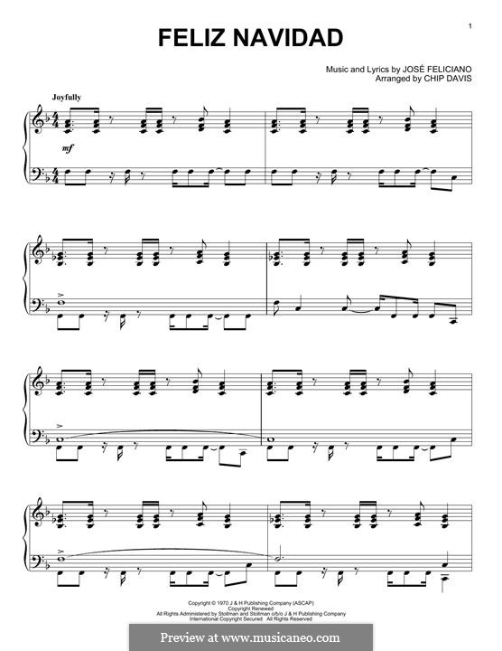 Feliz Navidad von J. Feliciano - Noten auf MusicaNeo