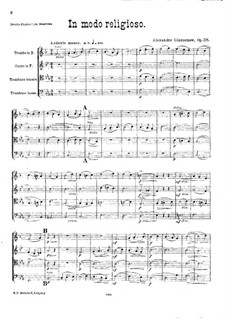 In Mode Religious. Quartett für Blechblasinstrumente, Op.38: Vollpartitur by Alexander Glazunov