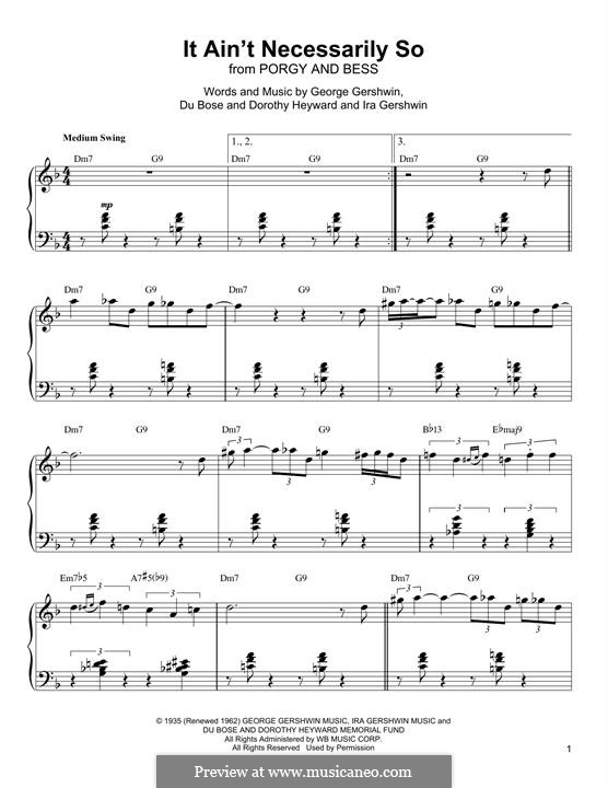 It ain't Necessarily So: Für Klavier by George Gershwin