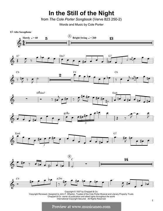 In the Still of the Night: Für Altsaxophon by Cole Porter