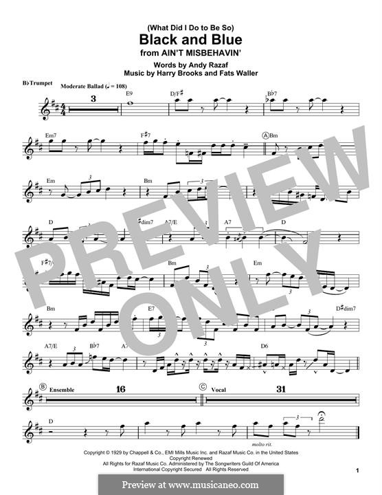 (What Did I Do To Be So) Black And Blue (Louis Armstrong): Für Trompete by Fats Waller, Harry Brooks