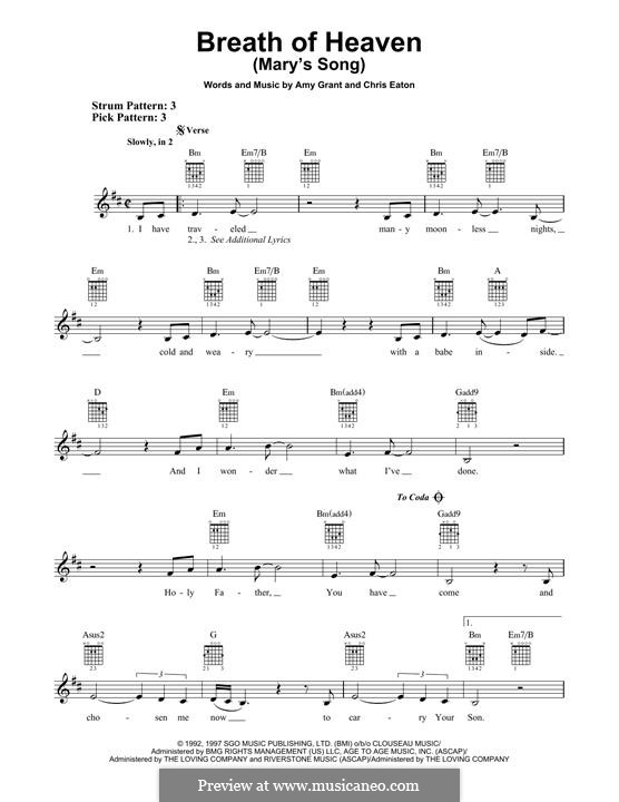 Breath of Heaven (Mary's Song): Für Gitarre mit Tabulatur by Chris Eaton