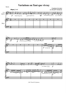 Variations on Tant que vivray: For cor anglais and harp by Claudin de Sermisy