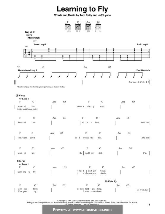 Learning to Fly (Tom Petty And The Heartbreakers): Für Gitarre mit Tabulatur by Jeff Lynne