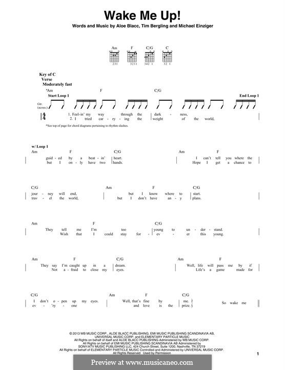 Wake Me Up: Für Gitarre mit Tabulatur by Aloe Blacc, Michael Einziger, Avicii, Arash Andreas Pournouri