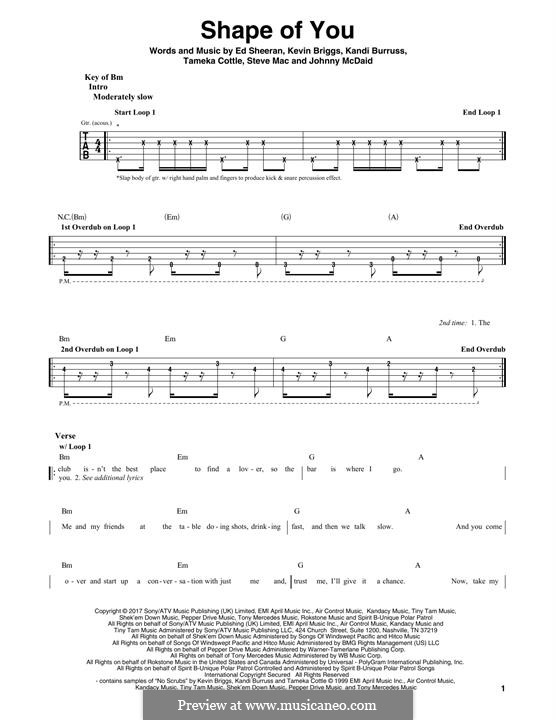 Shape Of You: Für Gitarre mit Tabulatur by Ed Sheeran, Steve Mac, John McDaid