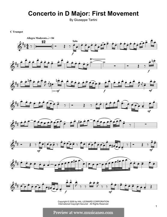 Concerto in D Major von G. Tartini Noten auf MusicaNeo