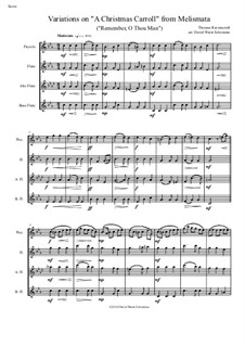 Remember, O Thou Man: Variations, for flute quartet (piccolo, flute, alto flute and bass flute) by Thomas Ravenscroft