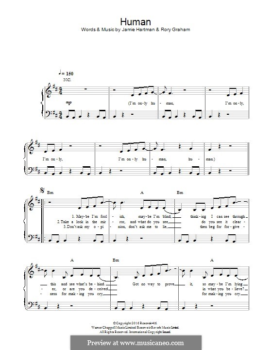 Human (Rag'n'Bone Man): Für Klavier by Jamie Hartman, Rory Graham