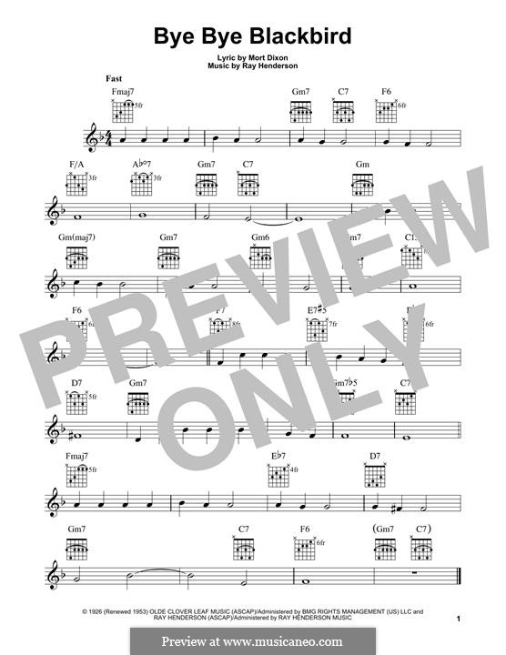Bye Bye Blackbird: Für Gitarre mit Tabulatur by Ray Henderson