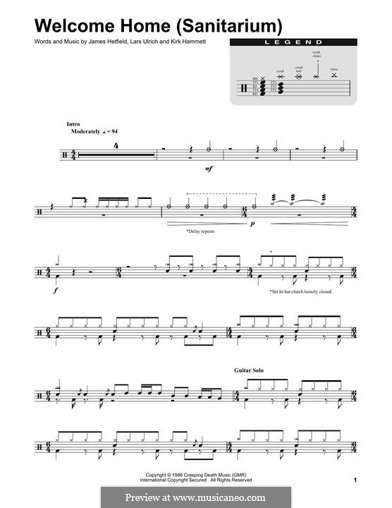 Welcome Home (Sanitarium): Drum set by James Hetfield, Kirk Hammett, Lars Ulrich