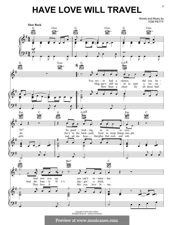 Have Love Will Travel: Für Stimme und Klavier (oder Gitarre) by Tom Petty