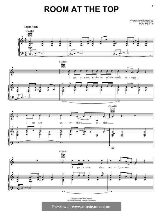 Room at the Top (Tom Petty and The Heartbreakers): Für Stimme und Klavier (oder Gitarre) by Tom Petty
