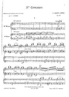 Konzert für Klavier und Orchester Nr.5 in F-Dur 'L'Égyptien', Op.103: Version für zwei Klaviere, vierhändig by Camille Saint-Saëns