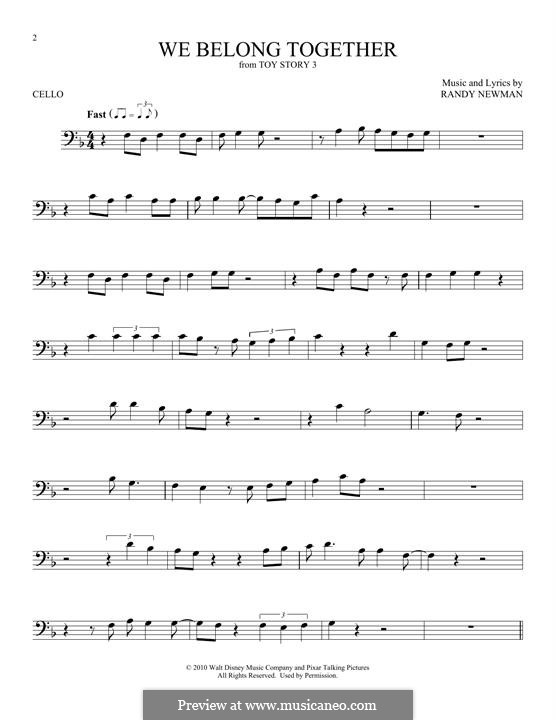 We Belong Together (from Toy Story 3): Für Cello by Randy Newman