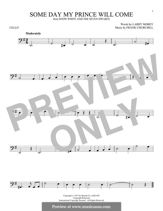 Some Day My Prince Will Come (from Snow White and The Seven Dwarfs): Für Cello by Frank Churchill
