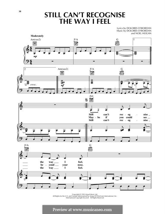 Still Can't Recognise the Way I Feel (The Cranberries): Für Stimme und Klavier (oder Gitarre) by Dolores O'Riordan, Noel Hogan