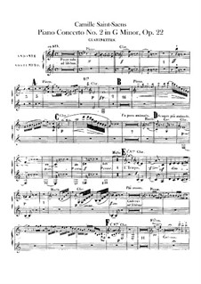 Konzert für Klavier und Orchester Nr.2 in g-Moll, Op.22: Klarinettenstimmen I, II by Camille Saint-Saëns