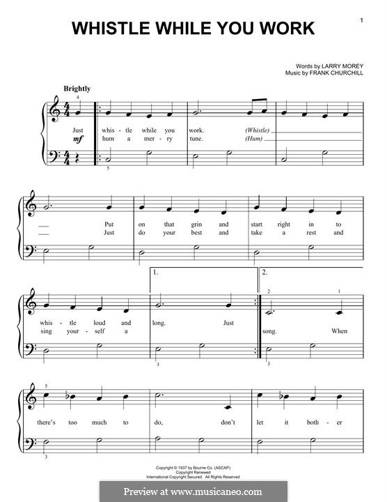 Whistle While You Work (from Snow White and The Seven Dwarfs): Für Klavier by Frank Churchill, Larry Morey