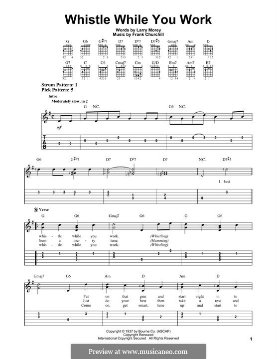 Whistle While You Work (from Snow White and The Seven Dwarfs): Für Gitarre mit Tabulatur by Frank Churchill, Larry Morey