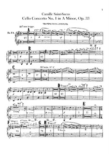 Konzert für Cello und Orchester Nr.1 in a-Moll, Op.33: Trompete- und Kornettstimme by Camille Saint-Saëns