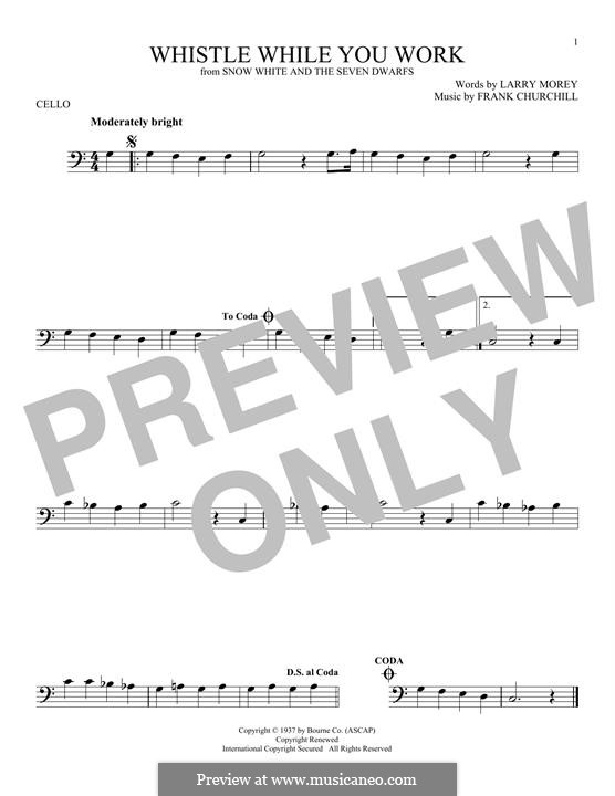 Whistle While You Work (from Snow White and The Seven Dwarfs): Für Cello by Frank Churchill, Larry Morey