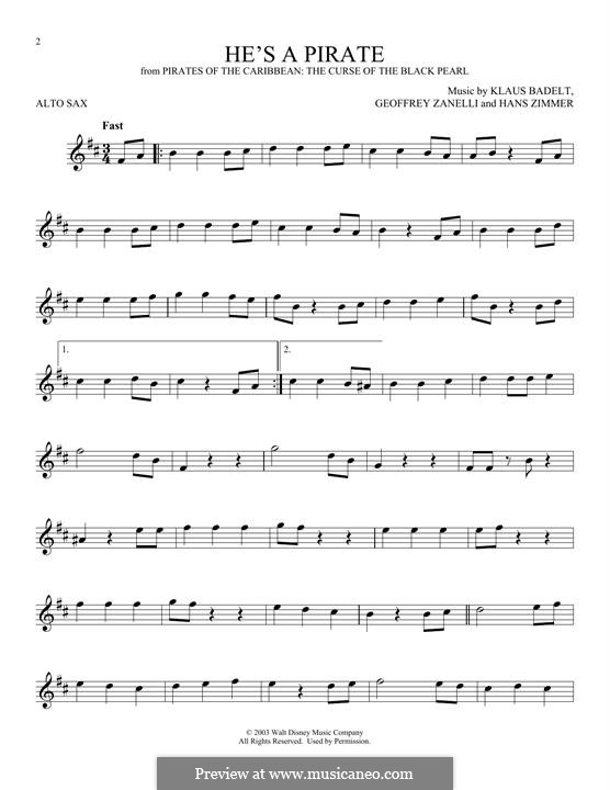 He's a Pirate (from Pirates of the Caribbean: The Curse of the Black Pearl): Für Altsaxophon by Klaus Badelt