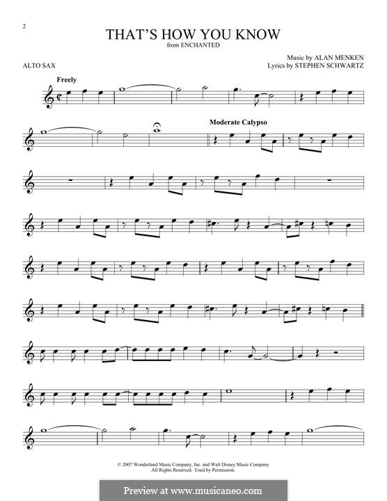 That's How You Know (from Enchanted): Für Altsaxophon by Alan Menken