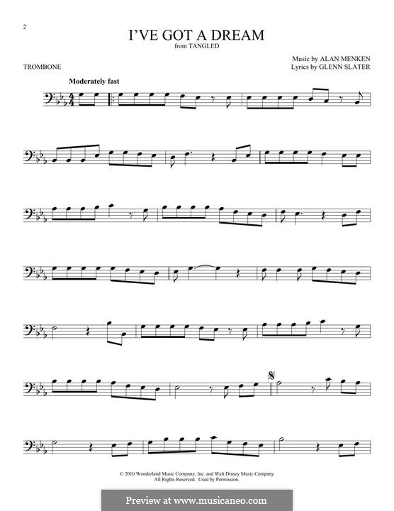 I've Got A Dream (from Tangled): For trombone by Alan Menken