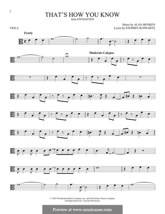 That's How You Know (from Enchanted): For viola by Alan Menken