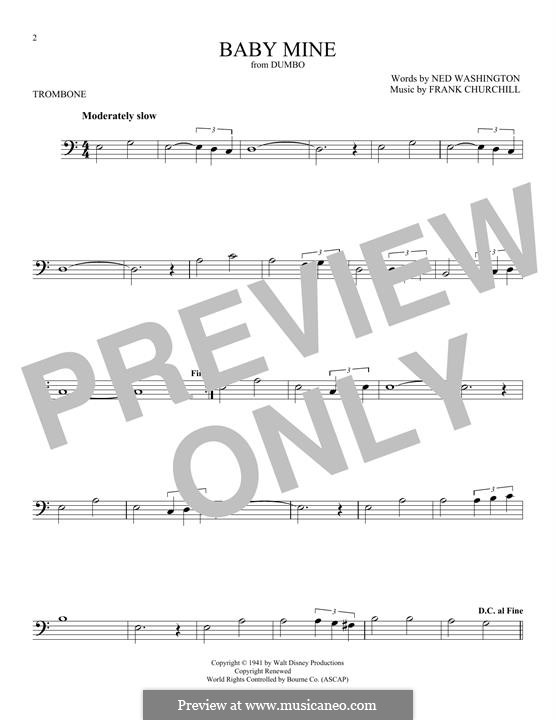 Baby Mine (from Walt Disney's Dumbo): For trombone by Frank Churchill