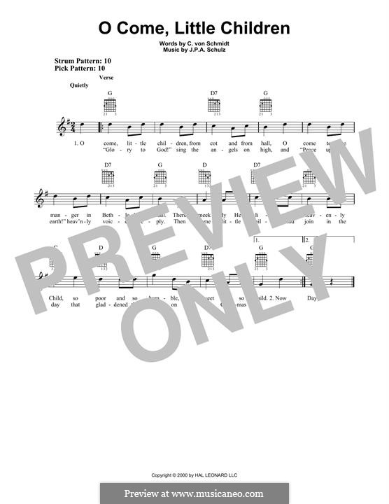 O Come, Little Children: Für Gitarre mit Tabulatur by Johann Abraham Schulz