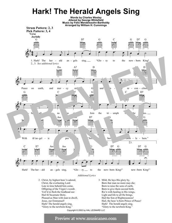 One instrument version: Guitar with tab by Felix Mendelssohn-Bartholdy