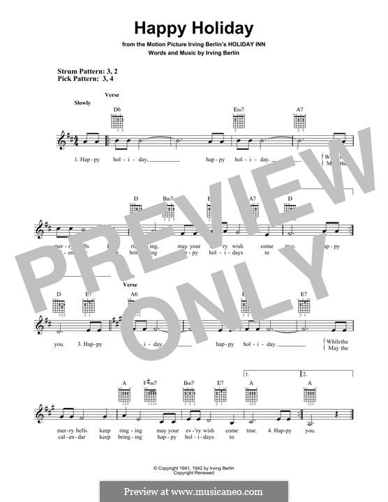 Happy Holiday: Für Gitarre mit Tabulatur by Irving Berlin