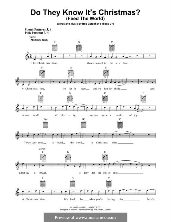 Do They Know It's Christmas? (Feed the World): Für Gitarre mit Tabulatur by Bob Geldof, Midge Ure