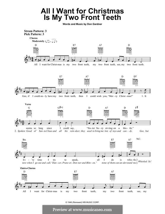 All I Want for Christmas Is My Two Front Teeth: Für Gitarre mit Tabulatur by Don Gardner