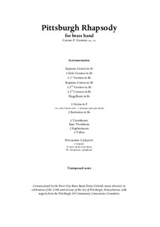 Pittsburgh Rhapsody for brass band, Op.750: Score and complete parts by Carson Cooman