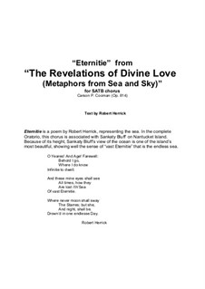 Eternitie from 'The Revelations of Divine Love (Metaphors from Sea and Sky)' for SATB chorus, Op.814: Eternitie from 'The Revelations of Divine Love (Metaphors from Sea and Sky)' for SATB chorus by Carson Cooman